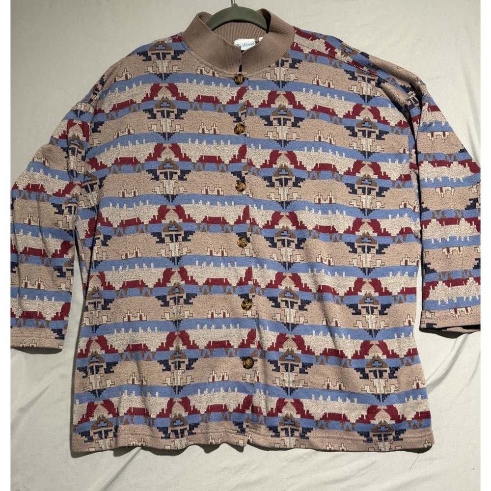 vtg Backroad Blues aztec patterned ls button‎ up shirt, women's 24W plus